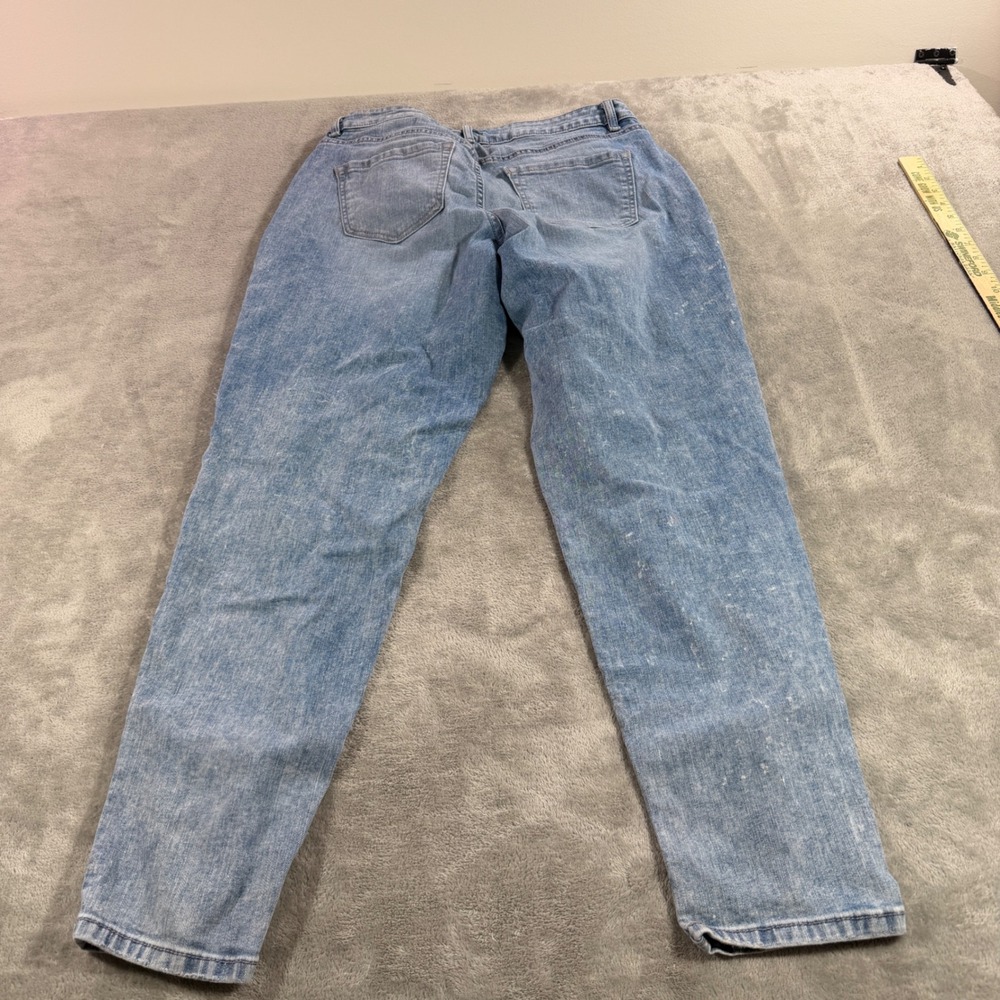 Lane Bryant Boyfriend Jeans Womens 14 Blue Floral Embroidered Acid Wash Denim - Picture 5 of 13